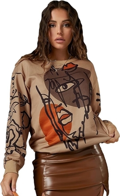 Αγορά BSCI Custom Graphic Sweaters Στρογγυλό λαιμό Μακρύ μανίκι Sweatshirt Αντιδιαστολή χρώμα online manufacture
