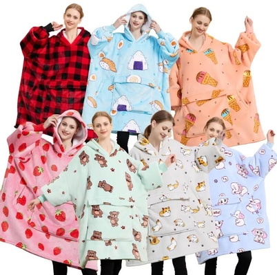 100% Polyester Fleece Μεγάλες κουβέρτες με κουκούλα Unisex Ultra Comfortable