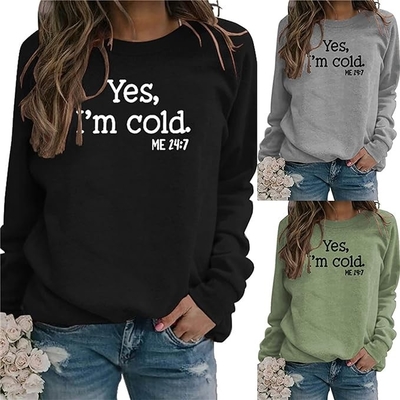 Αστεία γράμματα Τυπωμένα Casual Loose Sublimation Sweater Τυπωμένο κατά παραγγελία OEM