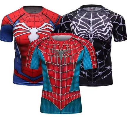Σύντομο μανίκι Sublimation Bjj Compression Shirt MMA Wear Cosplay Υπερήρωα ρούχα