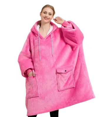 Χρώμα χρώμα υπερμεγέθης Sherpa Hoodie κουβέρτα Extra Long Hooded κουβέρτα Casual