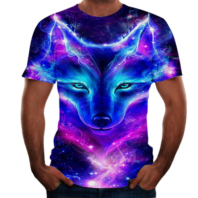 Το καλοκαίρι ανδρικό T-Shirt υπερμεγέθους Fox Wolf 3D ψηφιακή εκτύπωση Στρογγυλός λαιμός