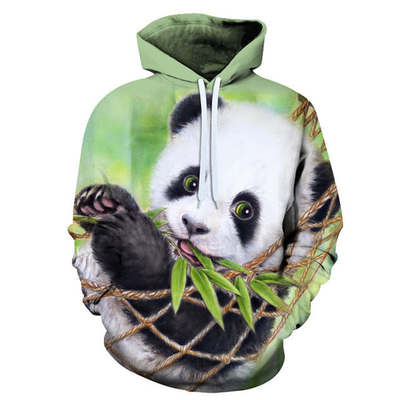 Άνδρες Μεγάλο Πάντα Τυπωμένο Μεγάλο μανίκι Hoodie με τσέπη